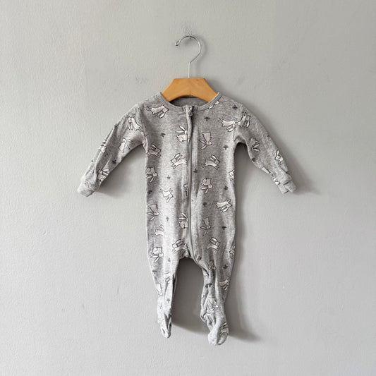 Petit lem	/ Grey x rabbit romper / 6M