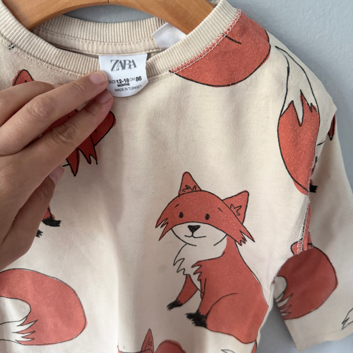 Zara / Beige x fox long sleeve / 12-18M