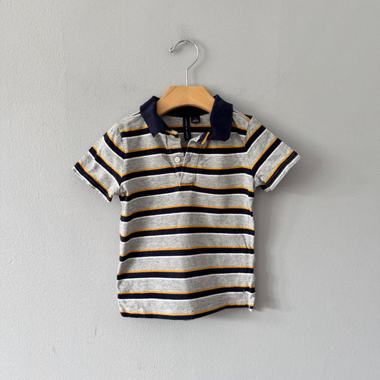 Janie & Jack / Light grey navy stripe shirt / 3Y