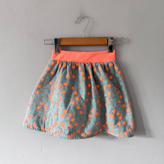 Vintage / Light grey x neon dots skirt / 6Y