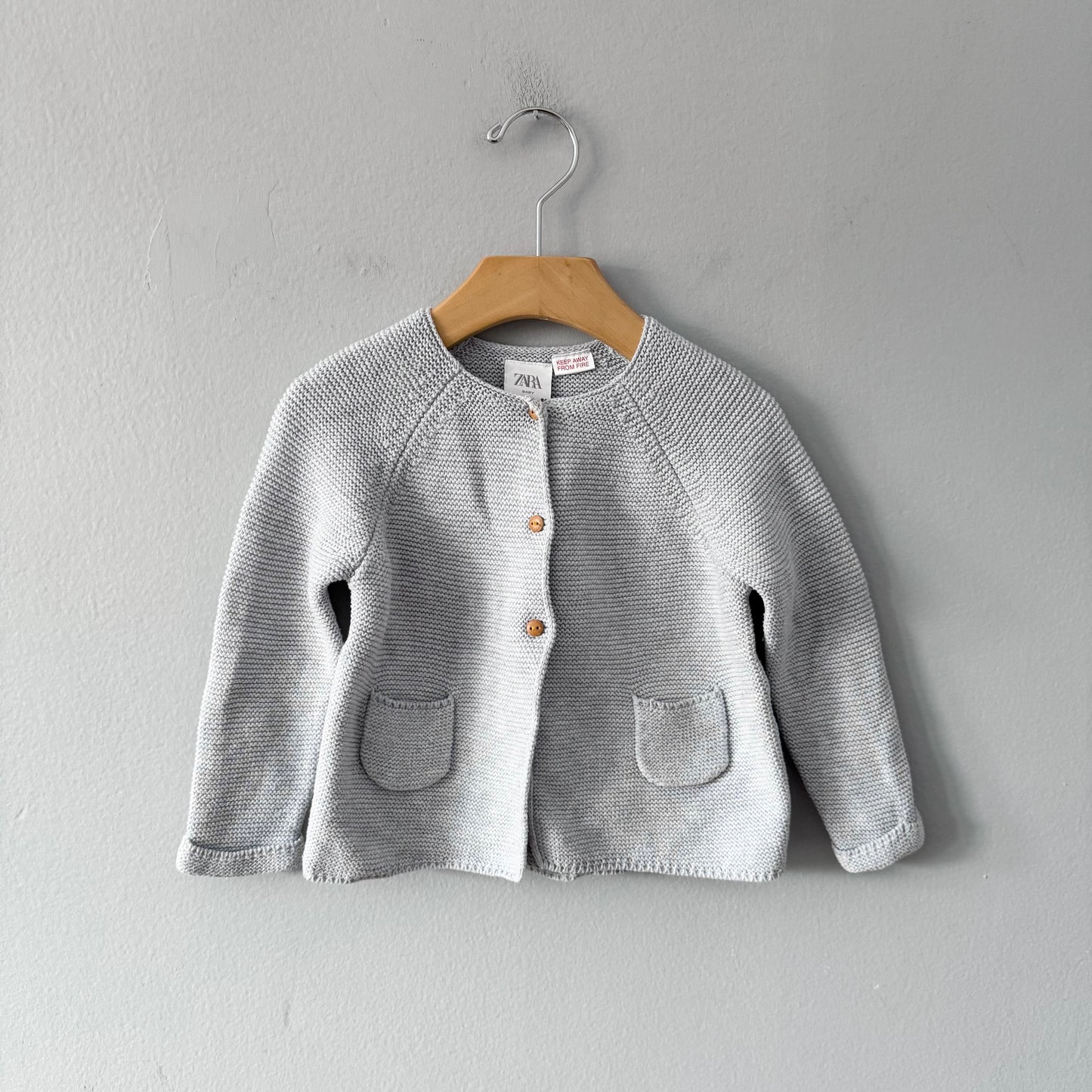 Zara / Light blue/grey cotton knit cardigan / 12-18M
