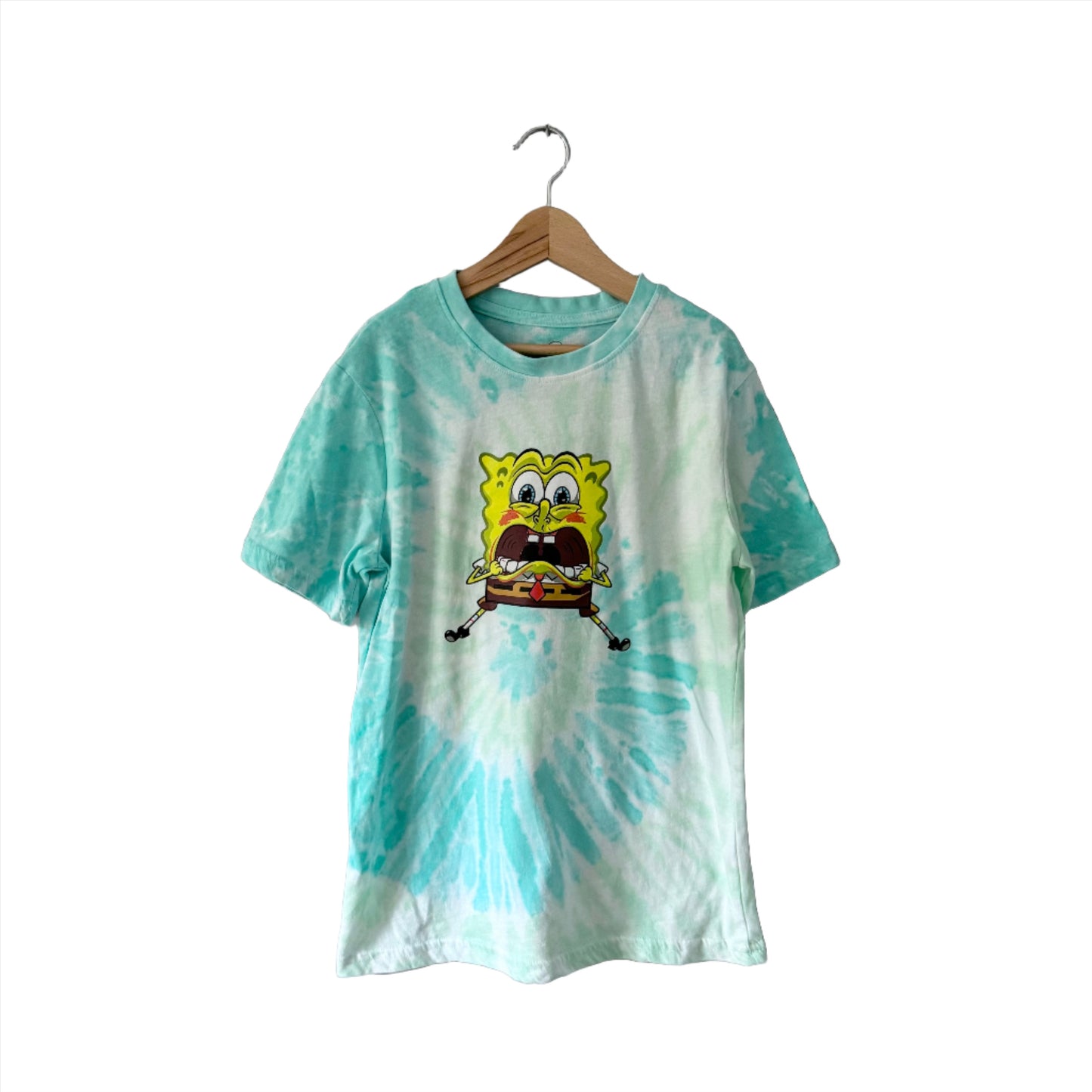 Spongebob / Light green tie dye T-shirt / 7-8Y