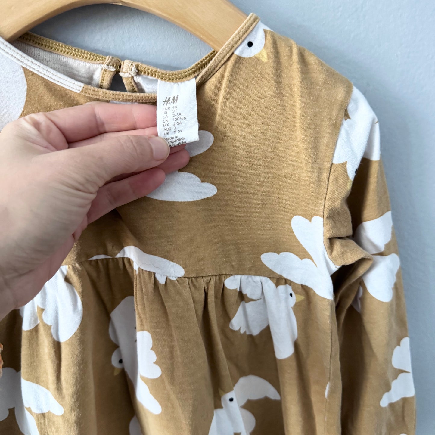 H&M / Brown x bird dress / 2-3Y