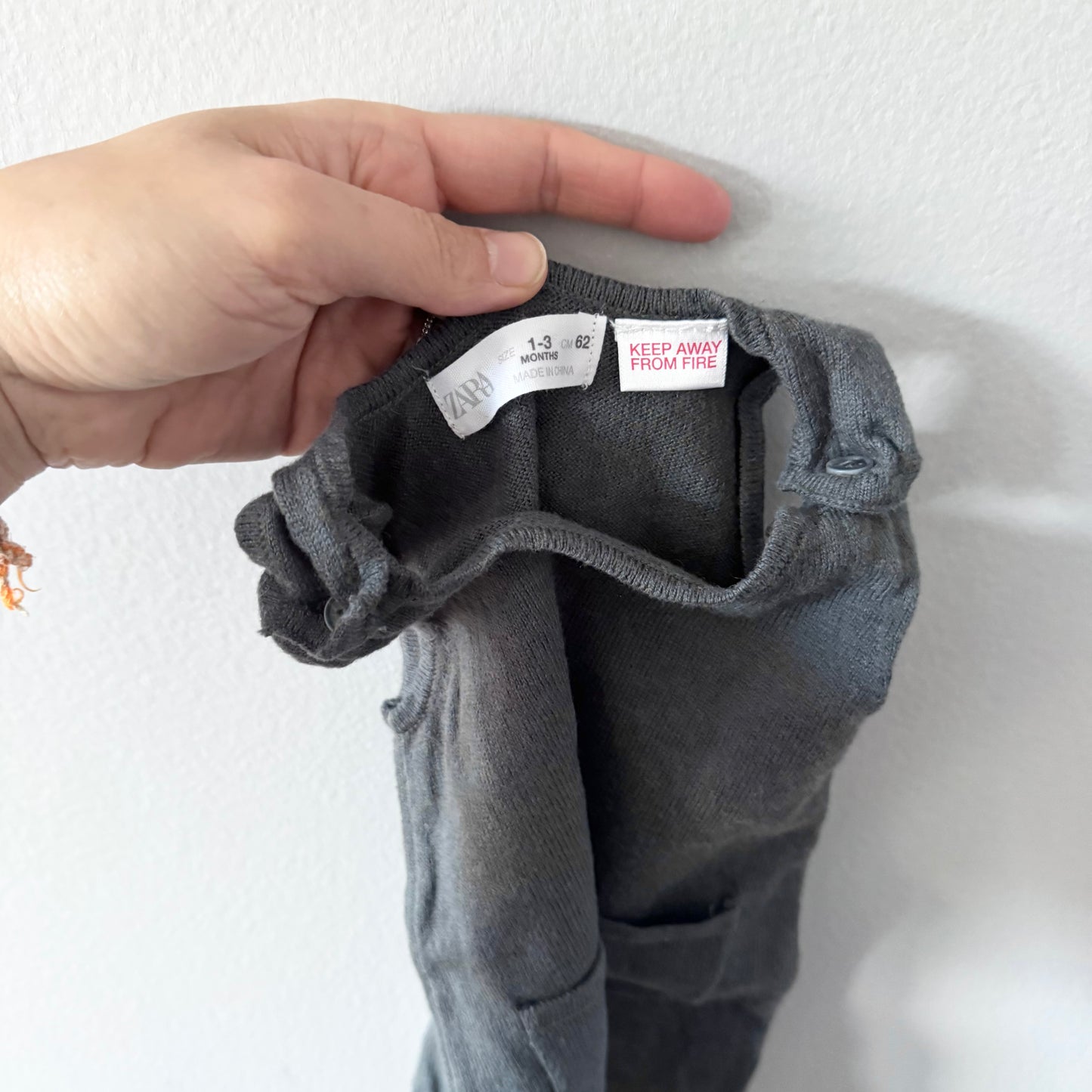 Zara / Dark grey knit overalls / 1-3M