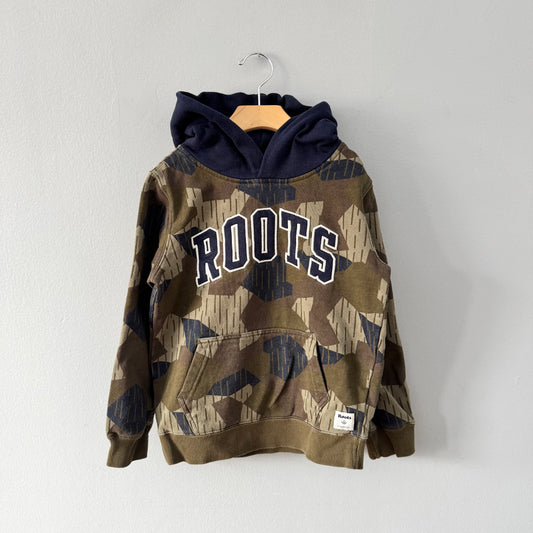Roots / Brown x navy hoodie / 7-8Y