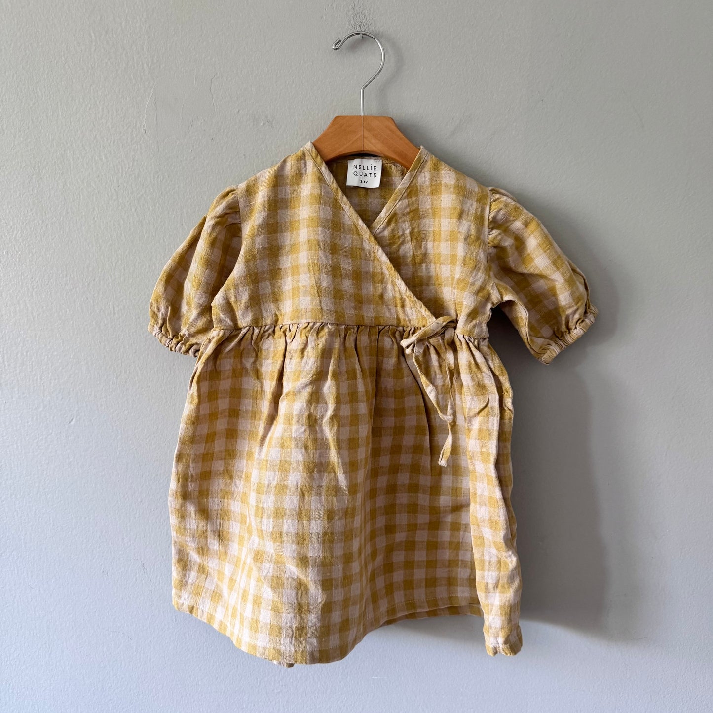Nellie Quats / Linen gingham dress / 3-4Y