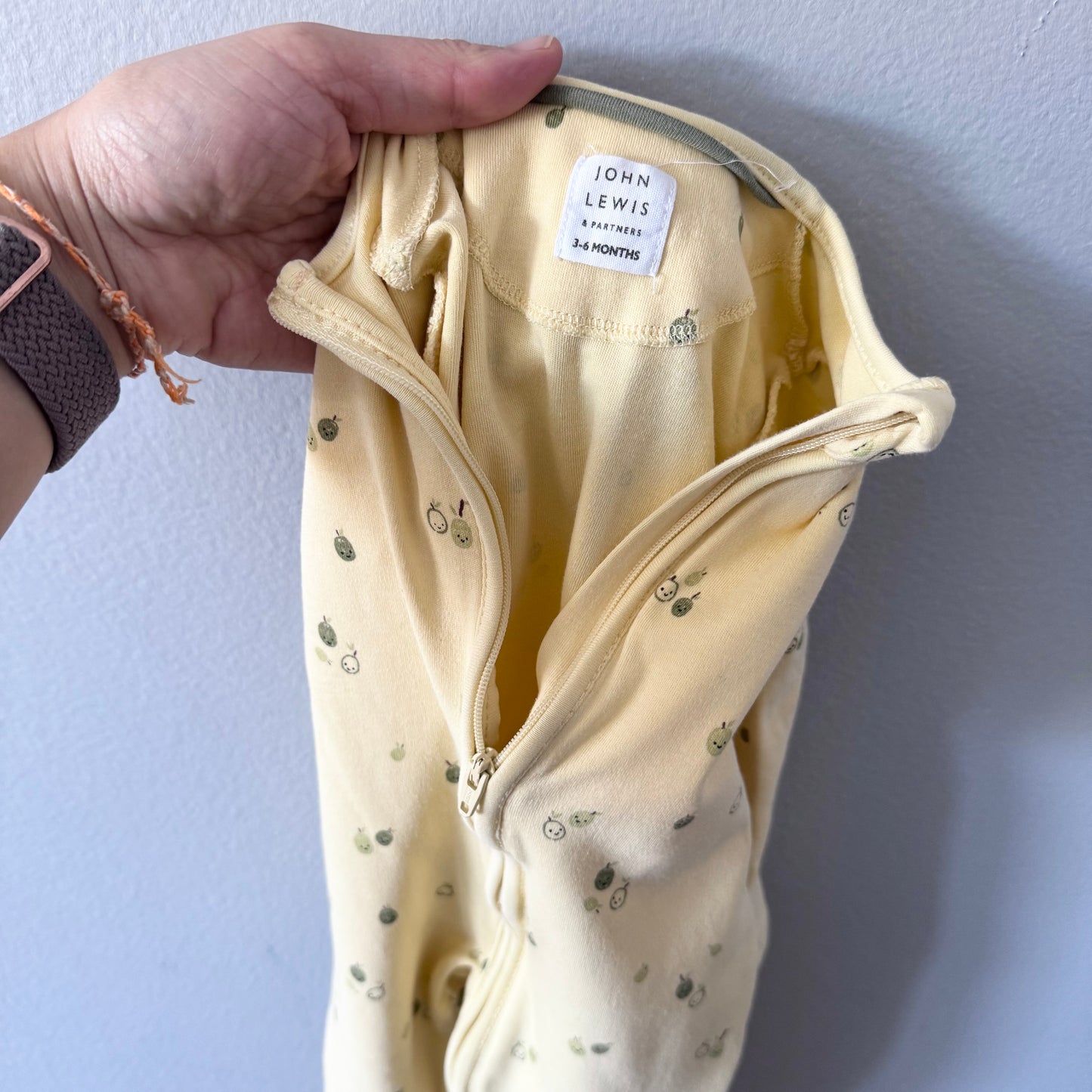John Lewis / Yellow x olive romper / 3-6M
