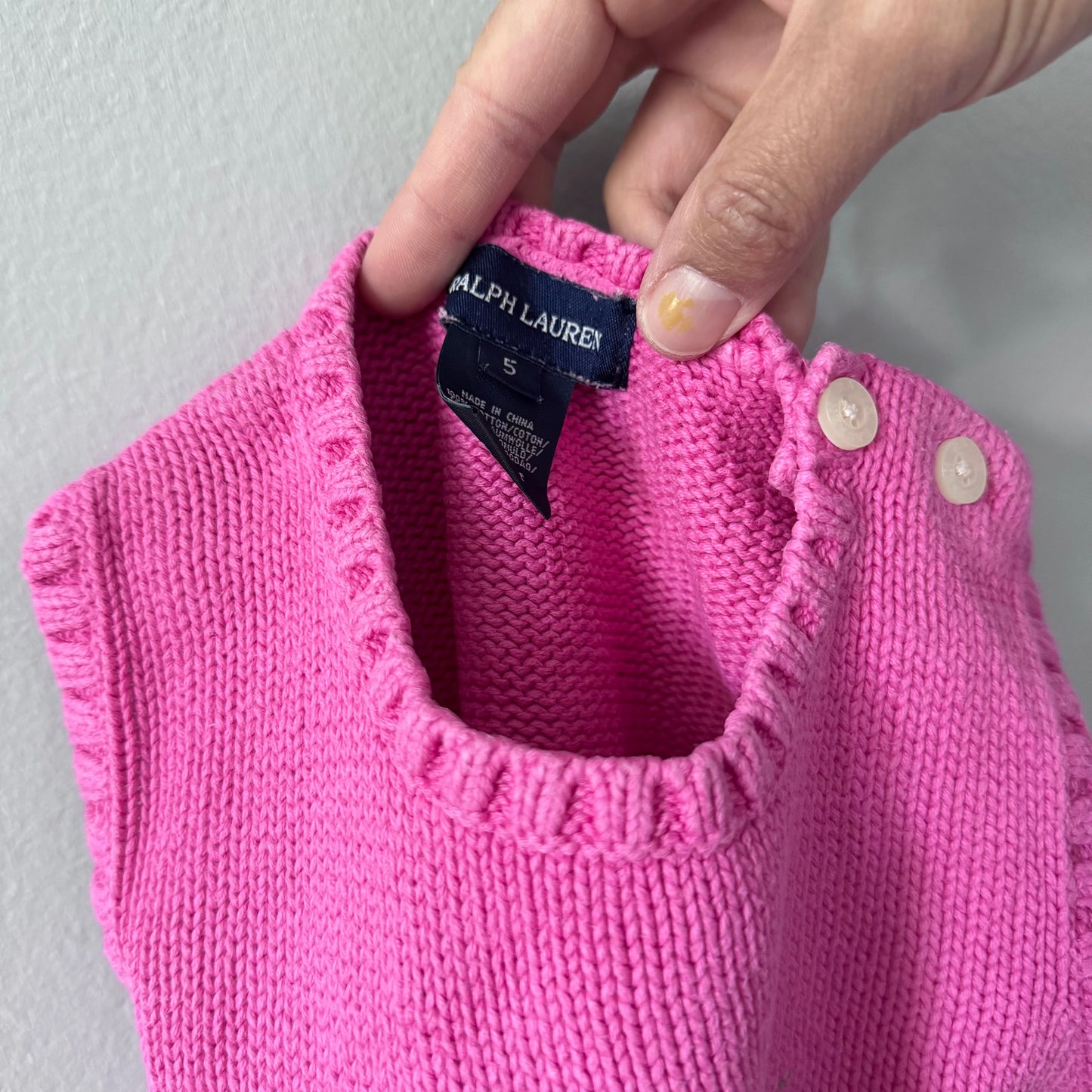 Polo Ralph Lauren / Pink cotton knit vest / 5Y