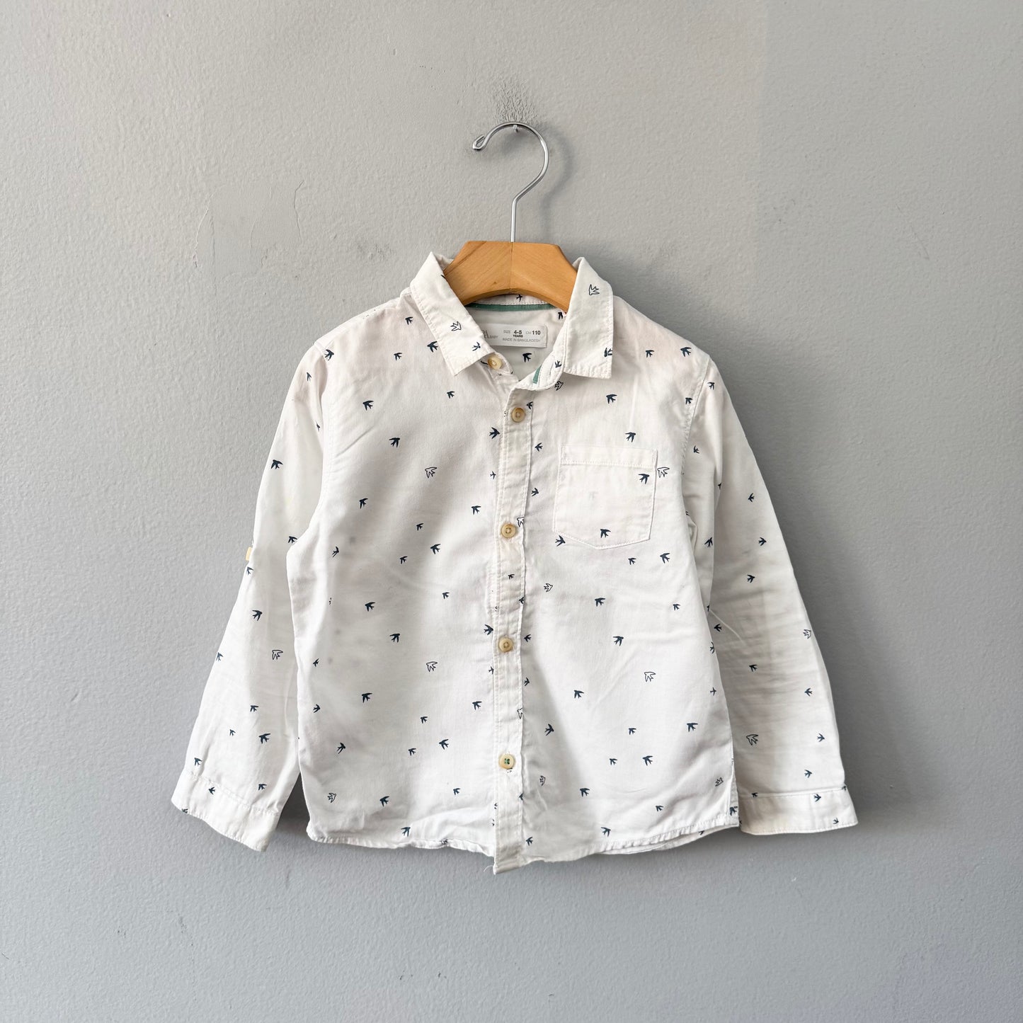 Zara / White x bird shirt / 4-5Y
