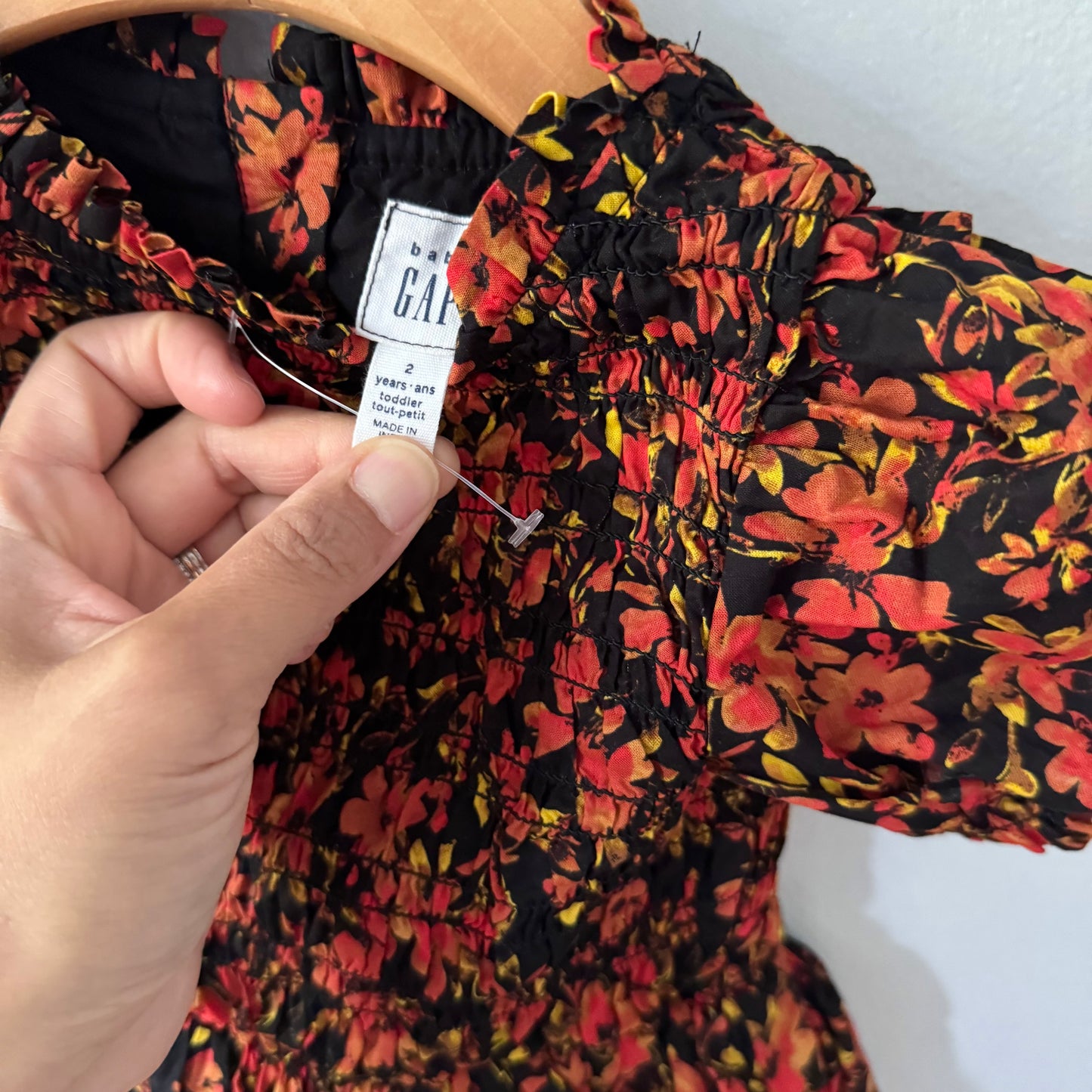 Gap / Black x red floral dress / 2Y - New