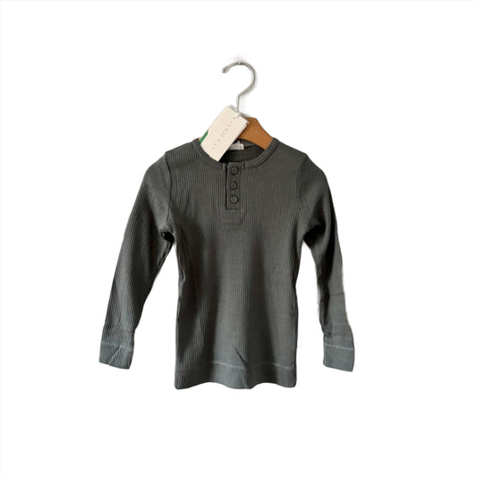 Jamie Kay / Organic Cotton Modal Long Sleeve Henley - Smoke / 3Y