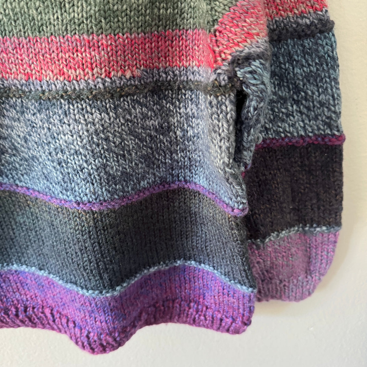 Handmade / Purple green stripe knit pullover / 3Y