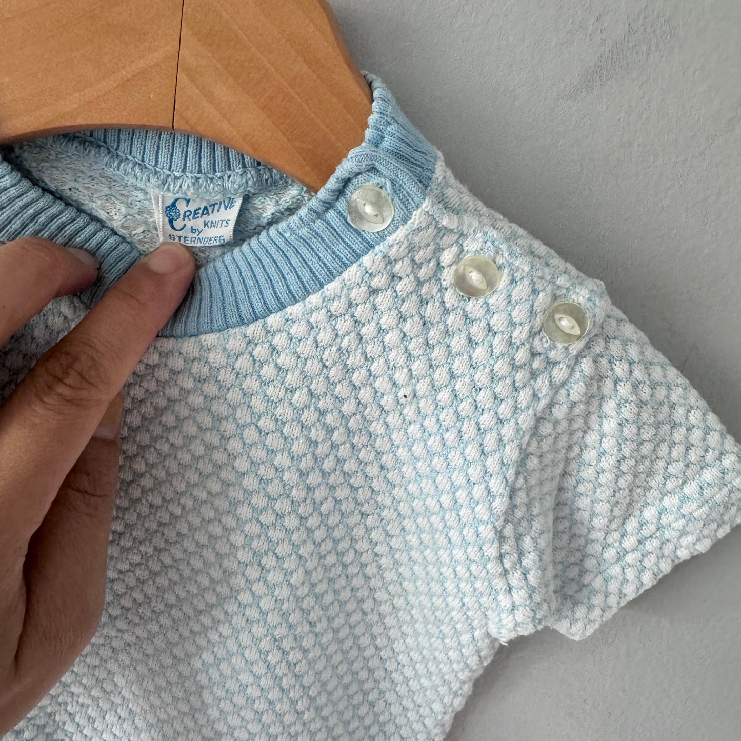 Vintage / Blue white knit top / NB