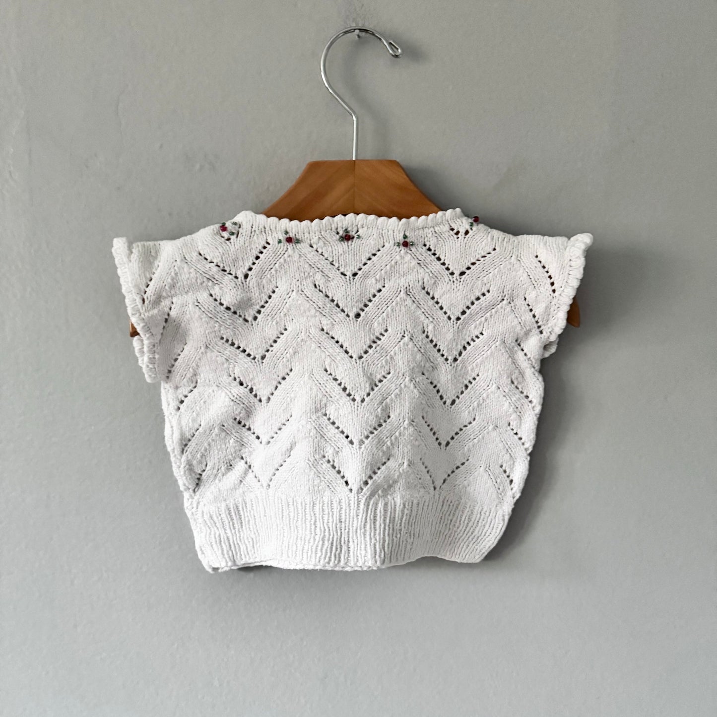 Sans marque / Gilet en tricot de coton blanc / 6-12 mois