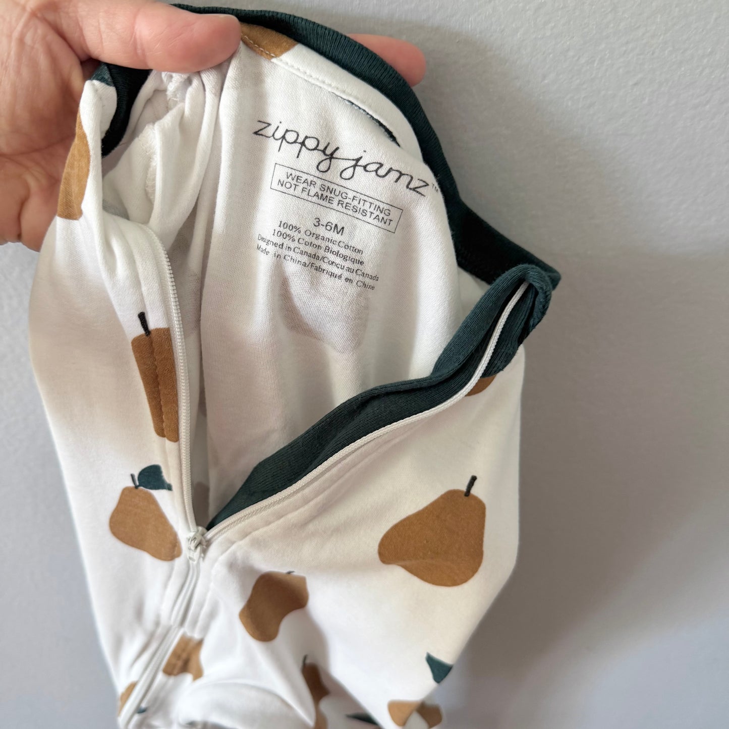Zippyjamz / White x pear romper / 3-6M