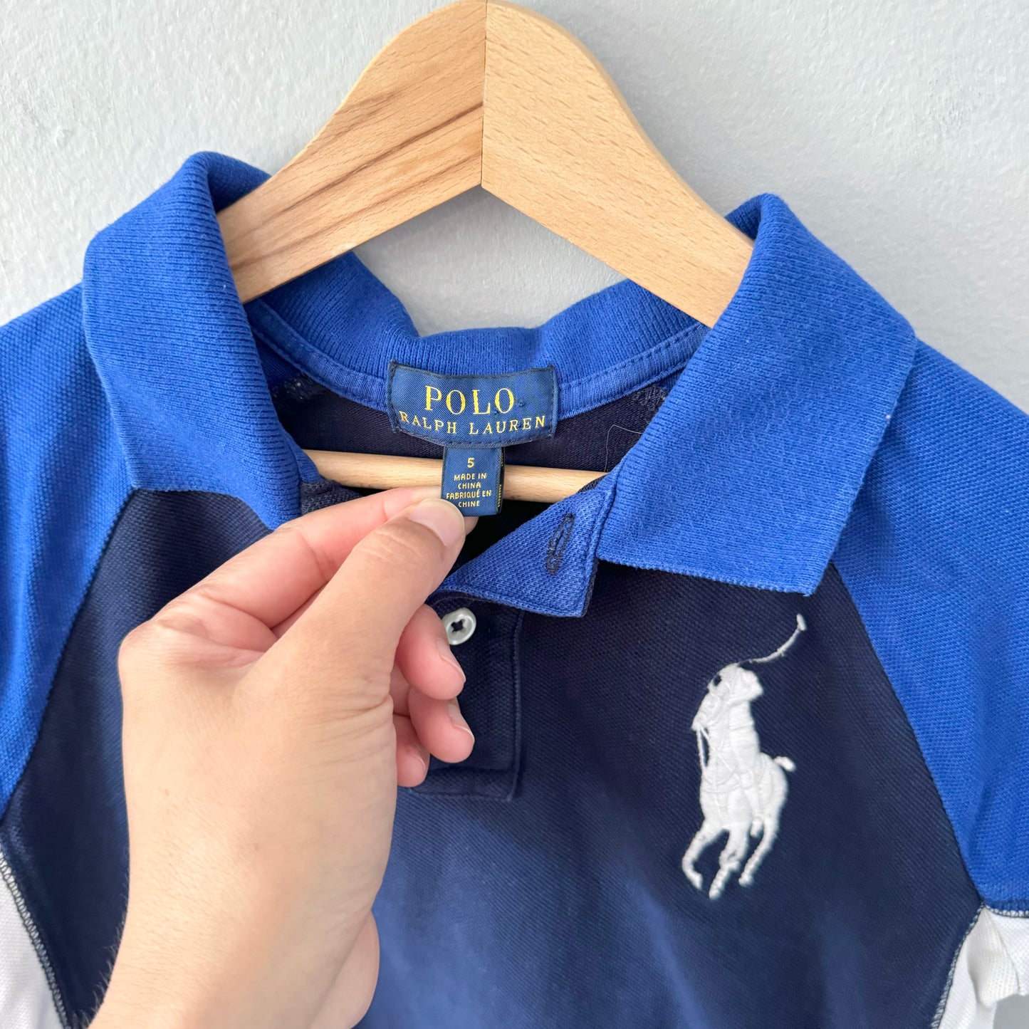 Polo Ralph Lauren / Navy, blue, white polo shirt / 5Y