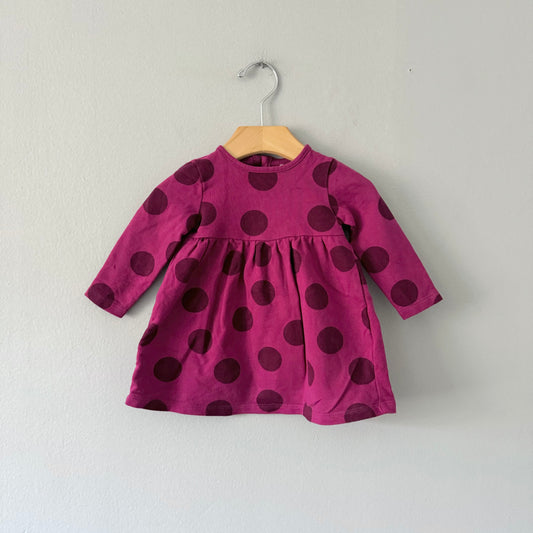 John Lewis / Purple x dots long sleeve dress / 3-6M