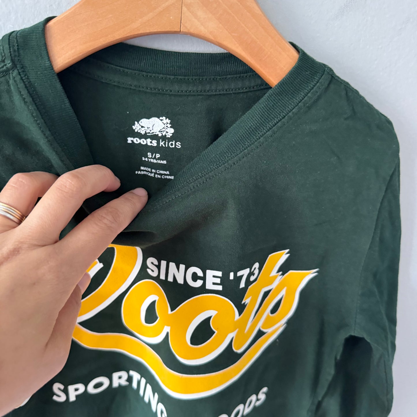 Roots / Green x logo long sleeve T-shirt / 5-6Y