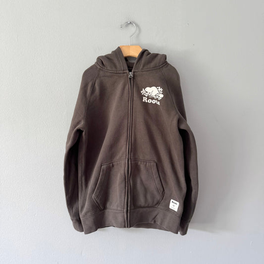 Roots / Dark grey zip up hoodie / 9-10Y