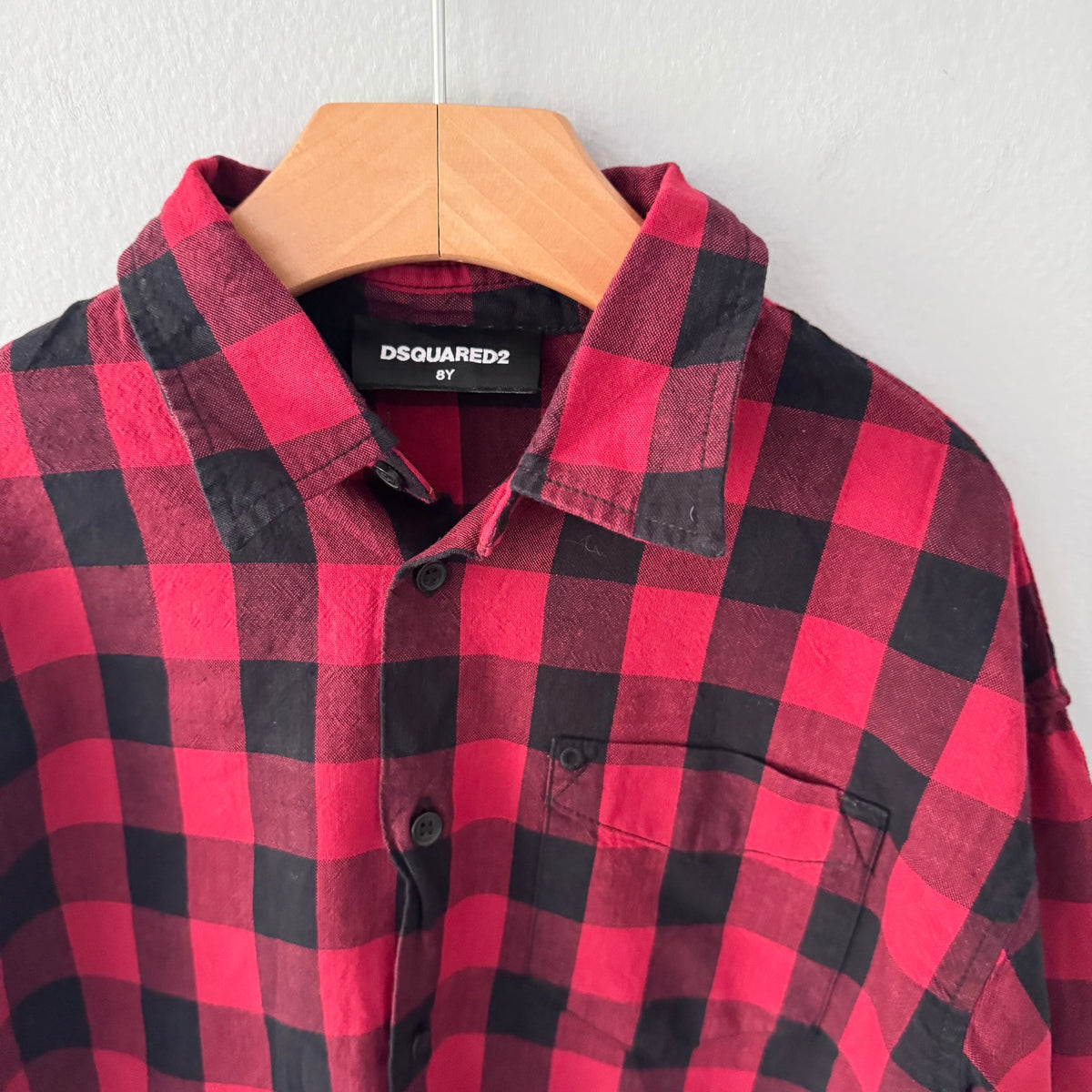 Dsquared2 / Red black plaid shirt / 8Y