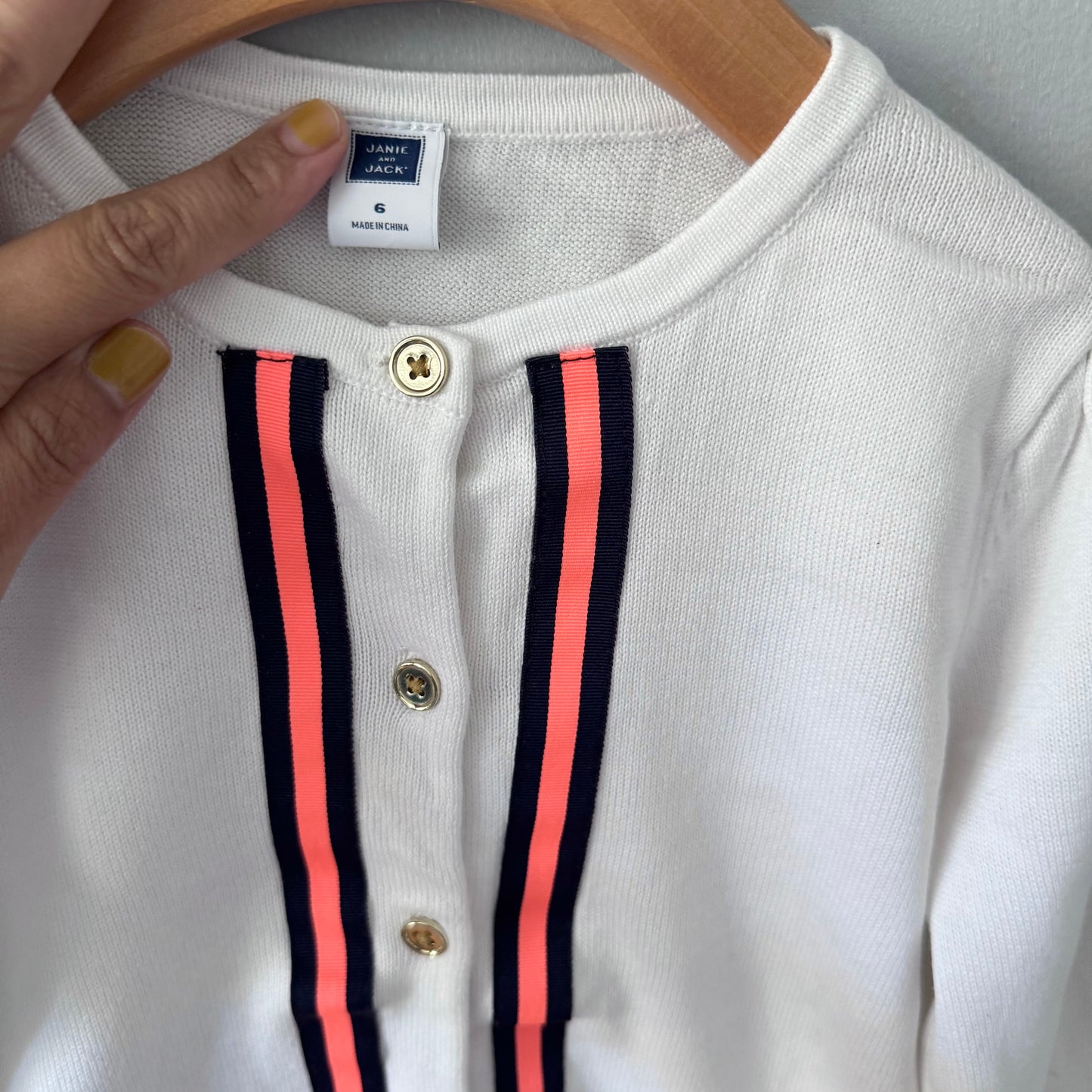 Janie & Jack / White cotton cardigan / 6Y
