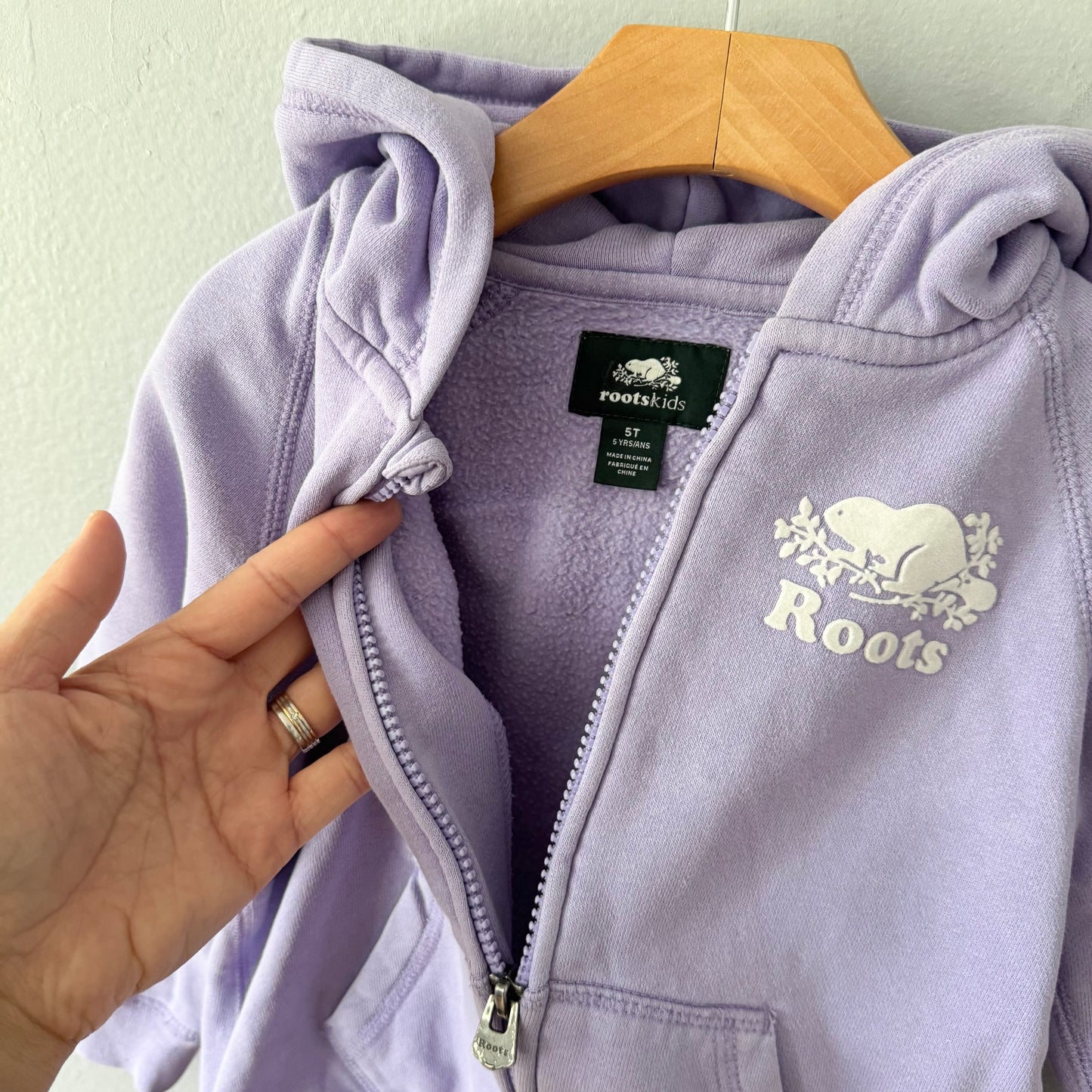 Roots / Lavender zip up hoodie / 5T