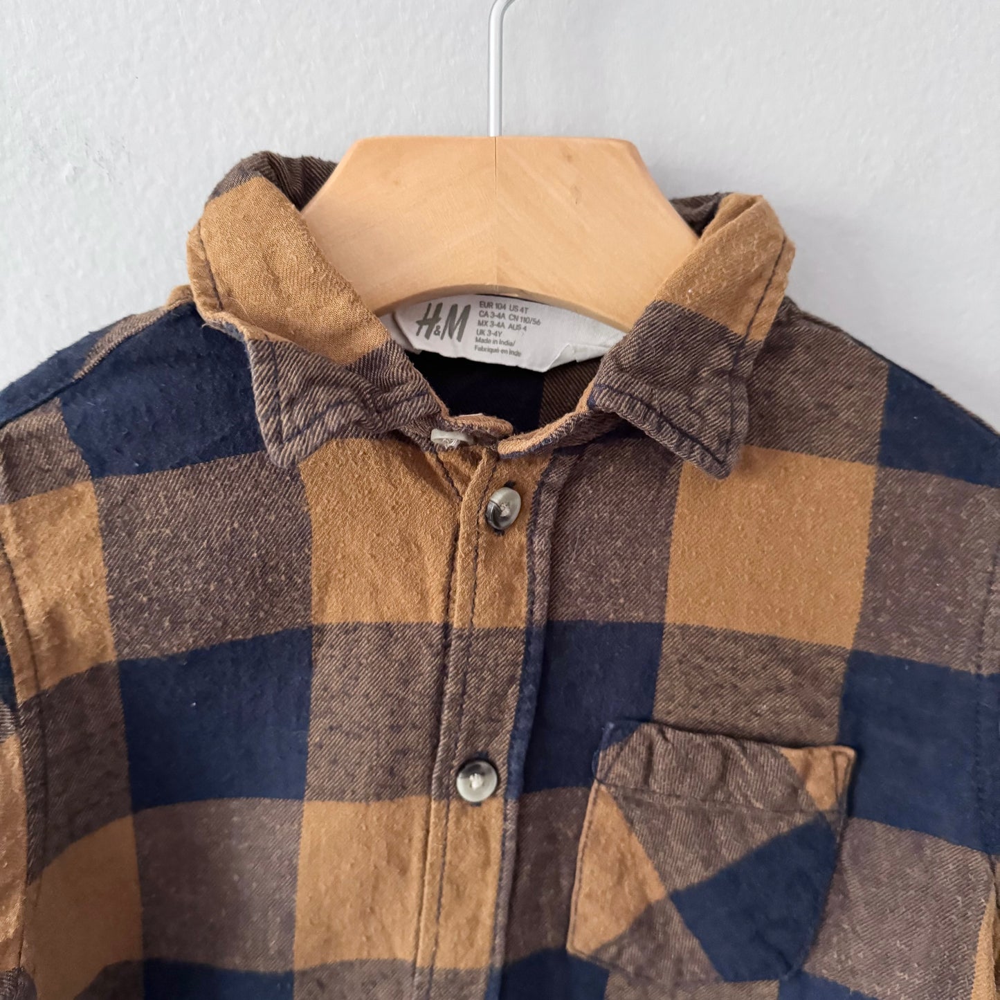 H&M / Brown navy flannel shirt / 3-4Y
