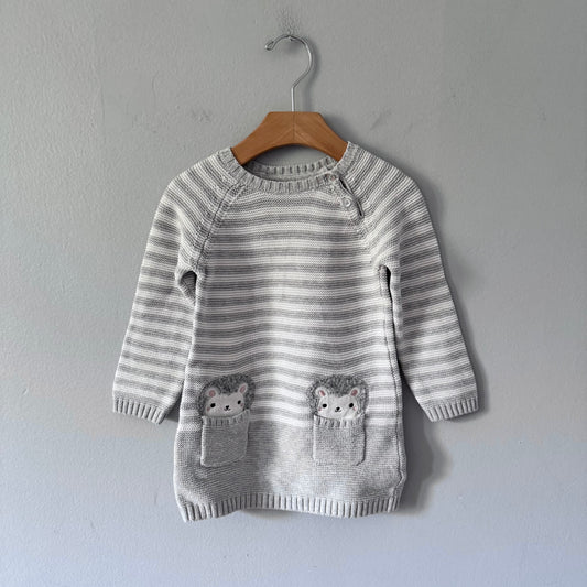 Primark / Light grey stripe cotton knit dress / 18-24M