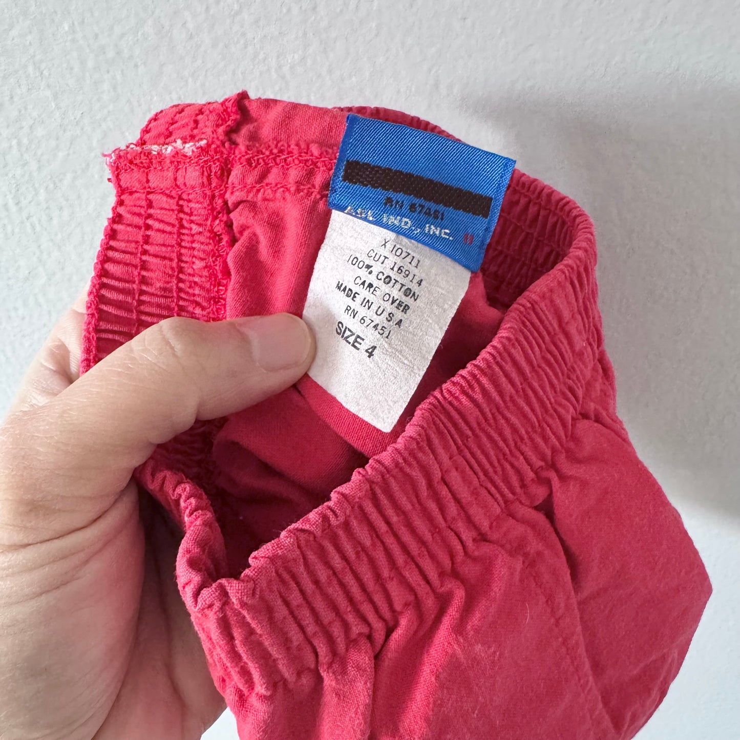 OP vintage / short rouge / 4 ans (convient à 18-24 mois)