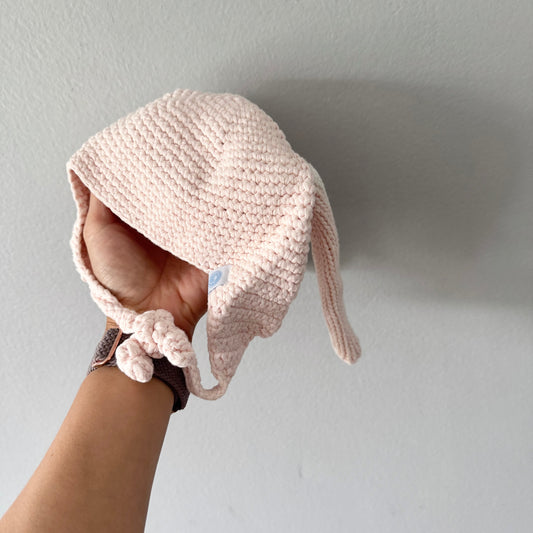 Beba Bean / Light pink rabbit knit hat / 3-6M