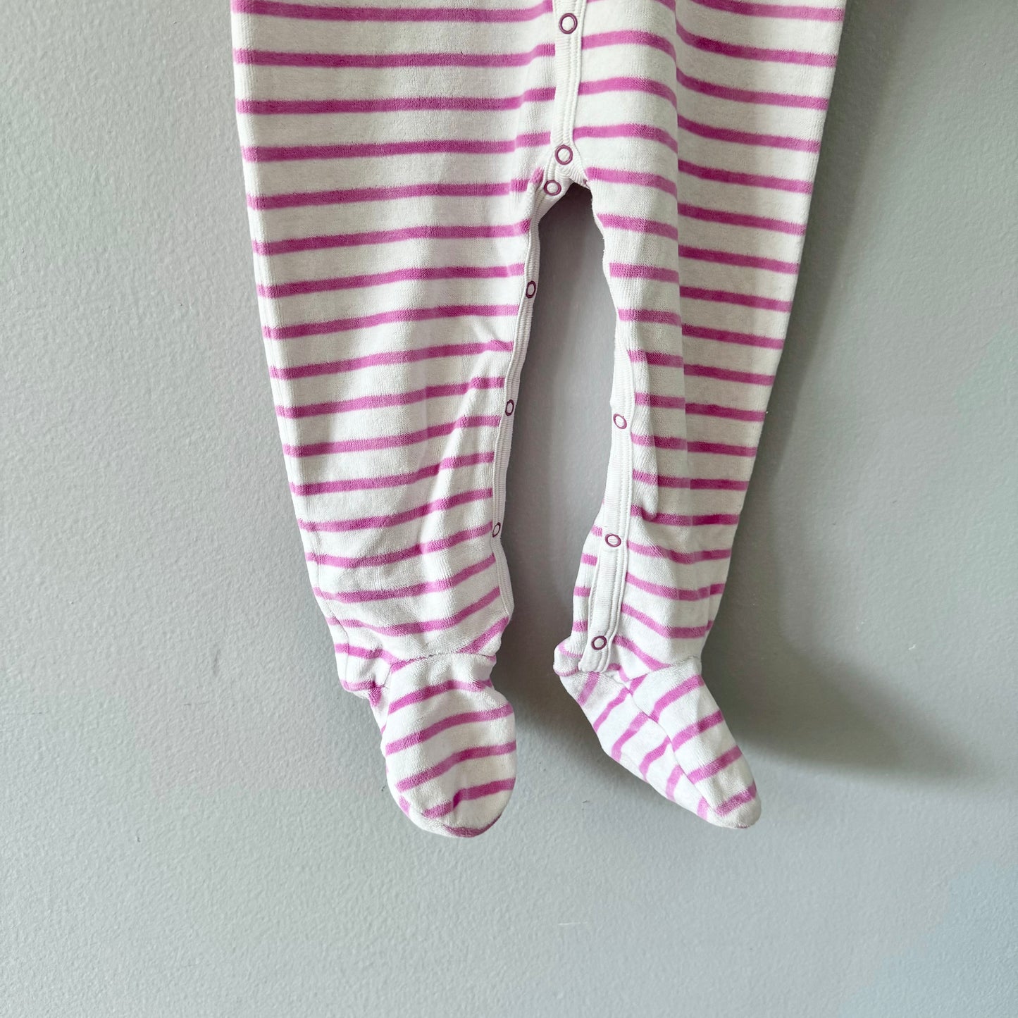 Petit Bateau / Velour striped romper / 24M