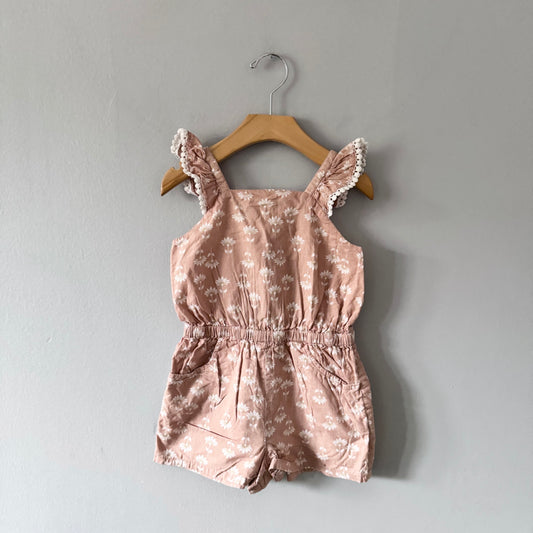 Rachel Zoe / Brown x floral romper / 4-5Y