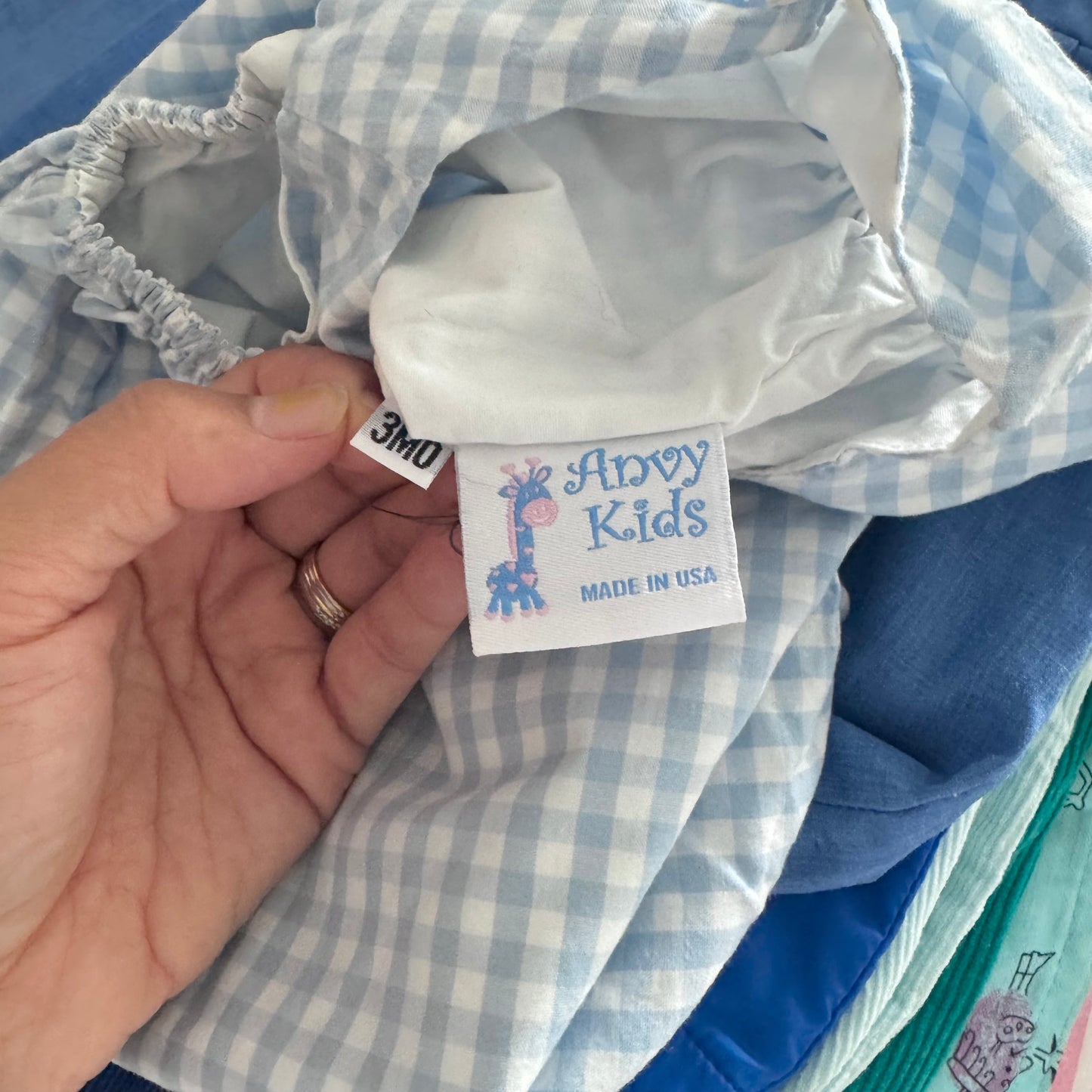Vintage Anvy Kids / Gingham checked tank romper / 3M