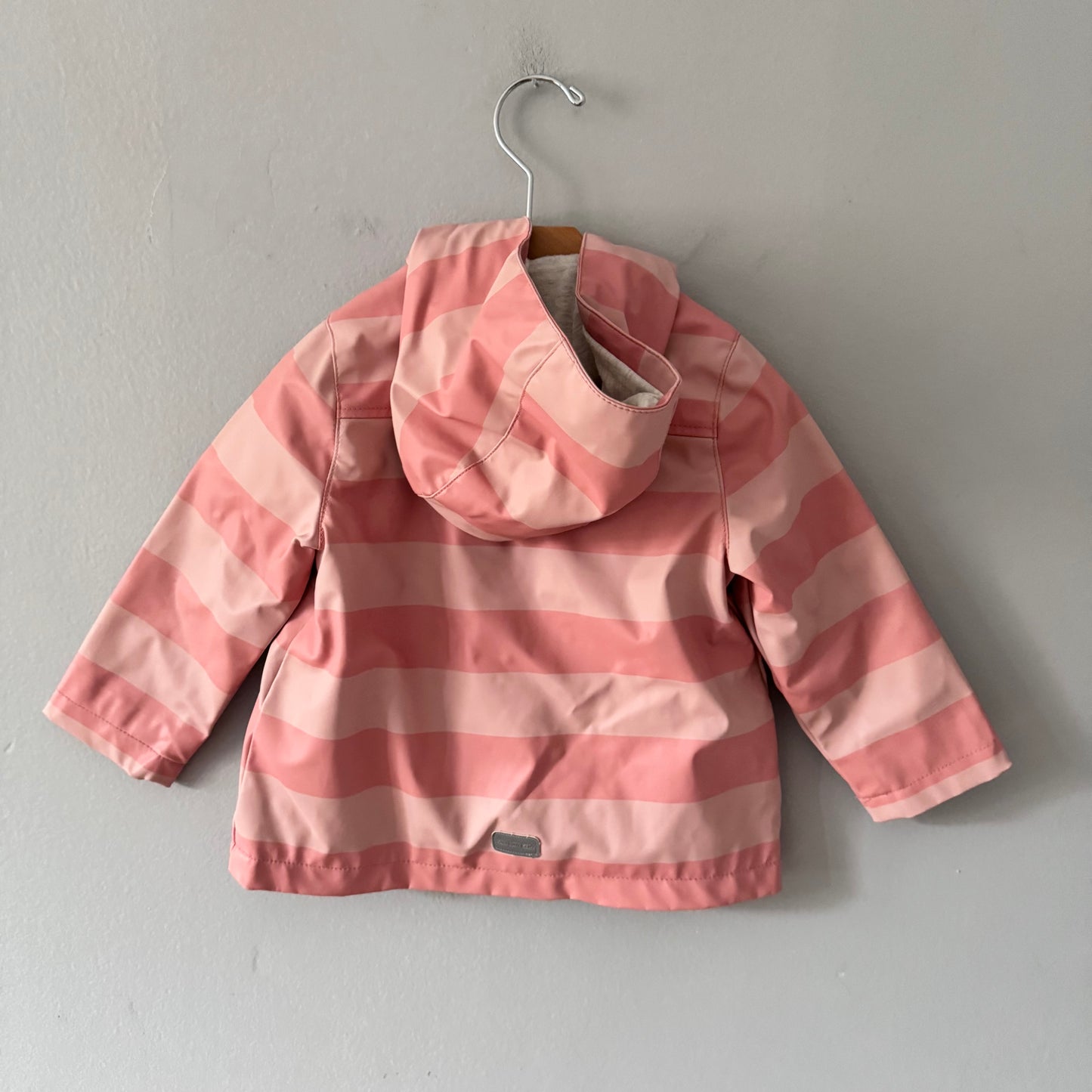 Zara / Pink stripe rain jacket / 18-24M