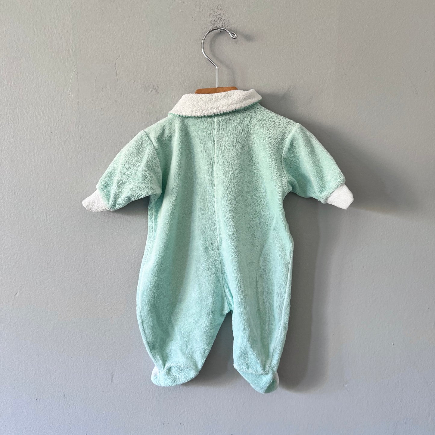 Vintage Snugabye / Mint green velour romper / 9lbs