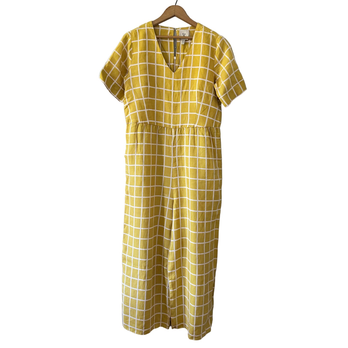 Elk / 100% linen yellow jump suit / Women US6, UK10