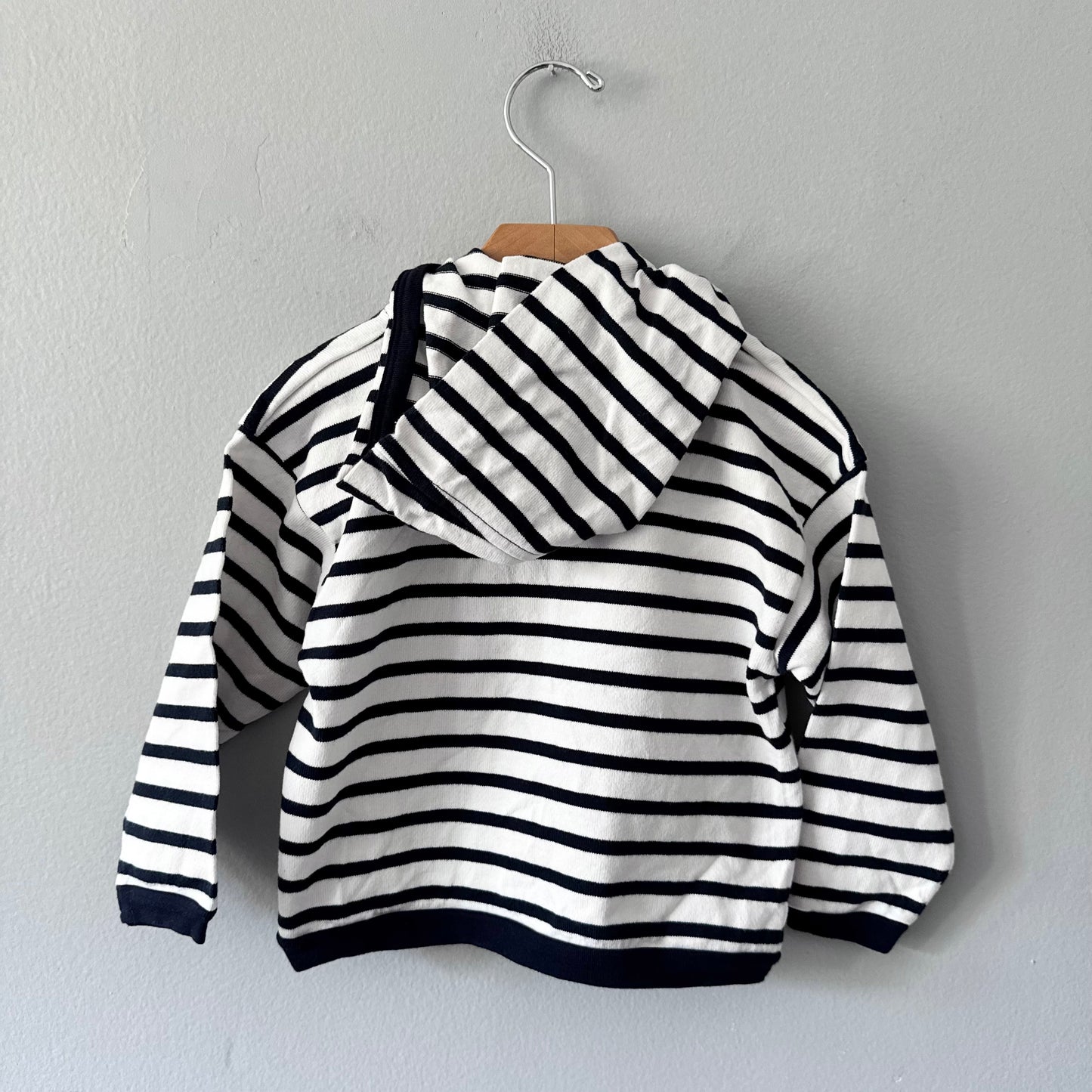 Petit Bateau / White navy stripe hoodie / 36M