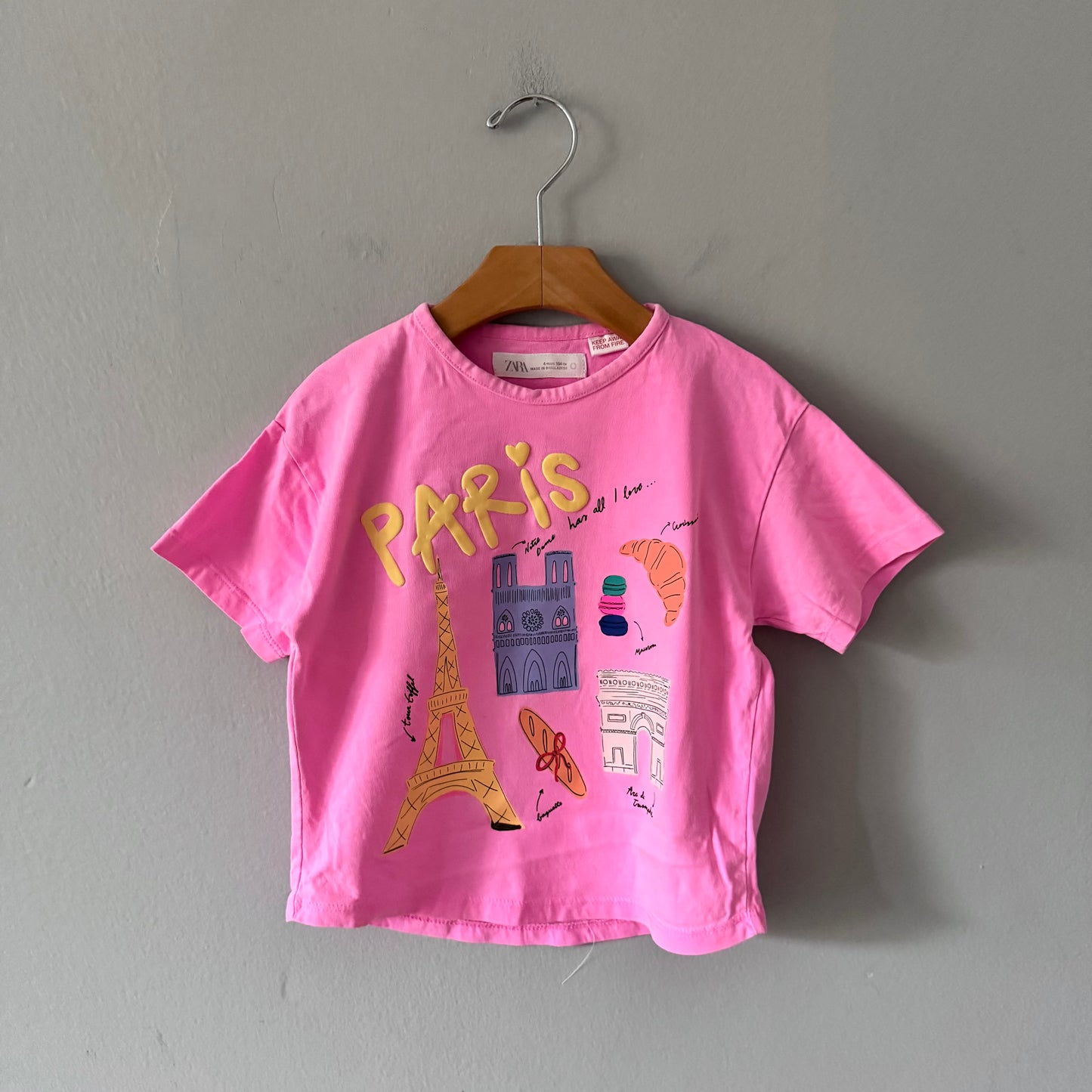 Zara / Pink Paris T-shirt / 4Y - Mended