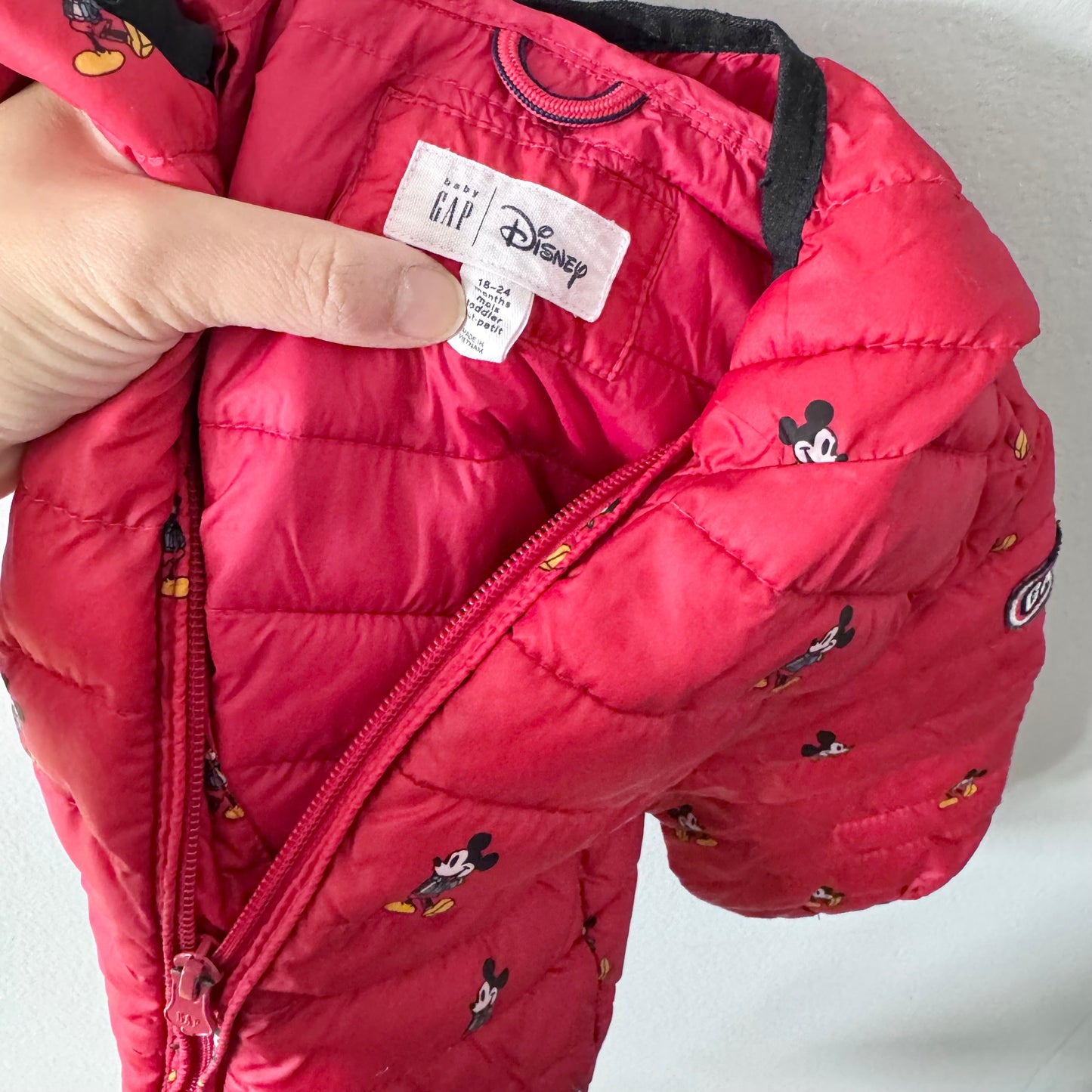 Gap / Red x Mickey puffer / 18-24M - 2 available