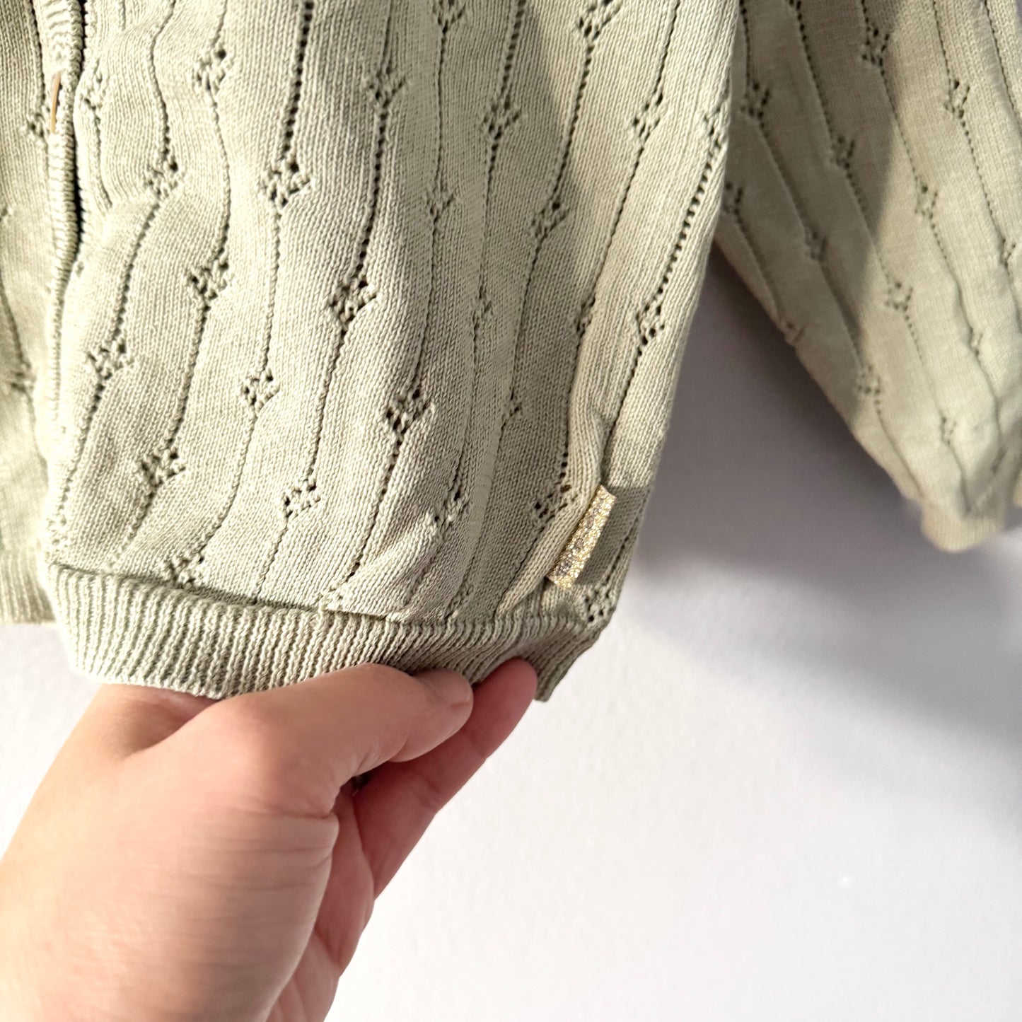 Hust & Claire	/ Smokey green cotton knit cardigan	/ 18M