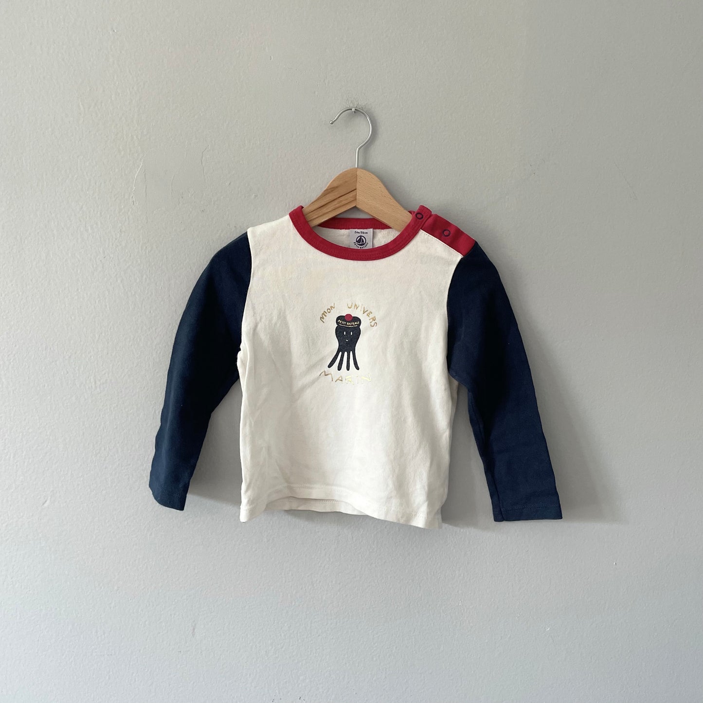 Petit Bateau / Long sleeve top - Mon univers Marin / 24M