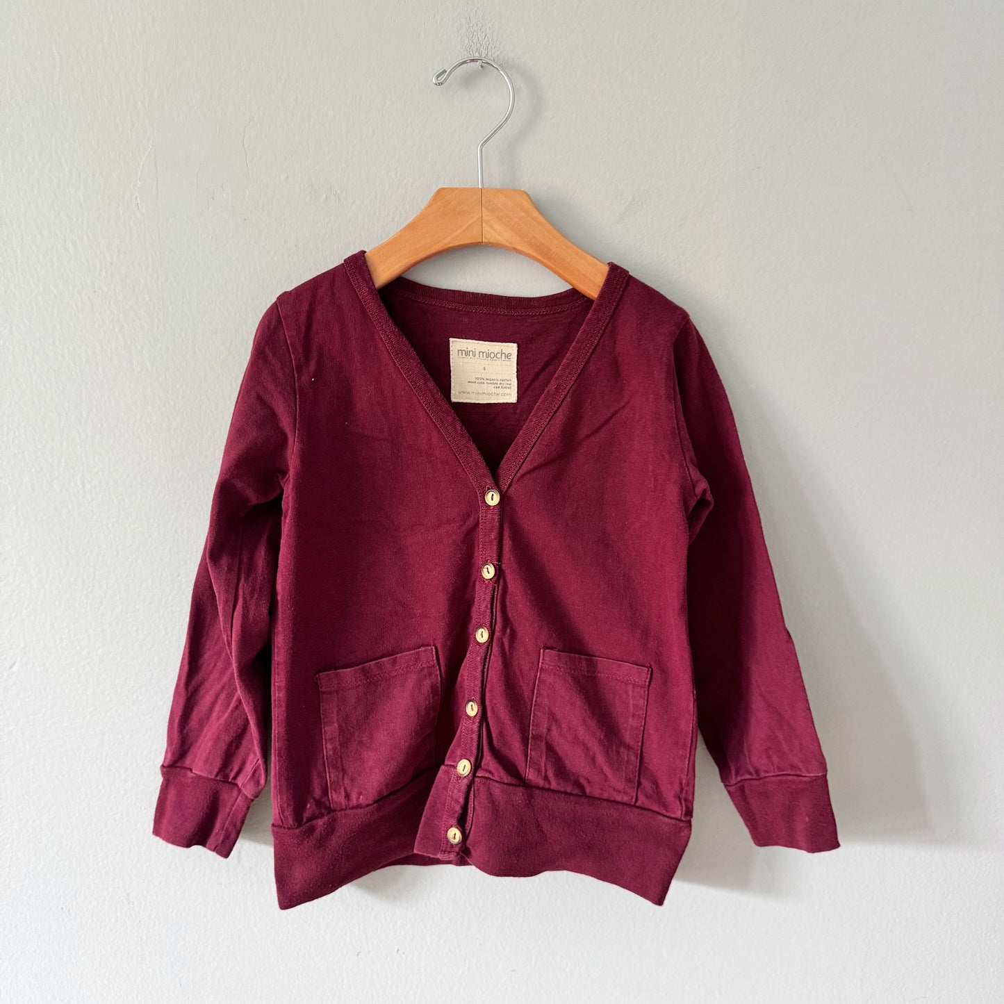 Mini mioche / Burgundy cotton cardigan / 5Y