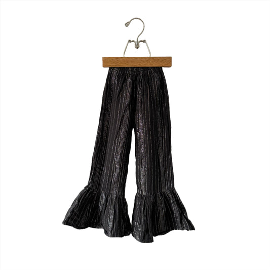 ATUN / Black x silver flare pants / 5-6Y