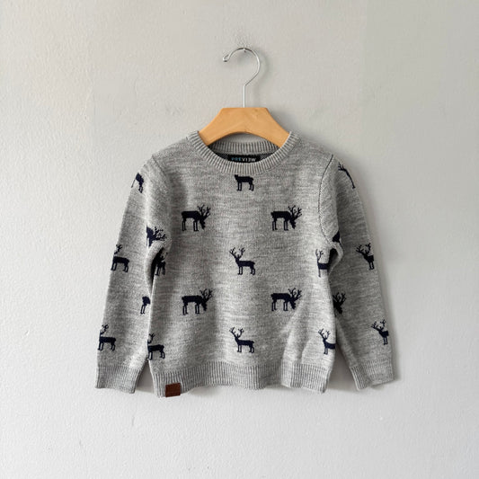 Preview / Light grey x moose knit pullover / 3Y