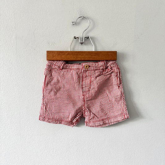 John Lewis / Red x white stripe shorts / 12-18M