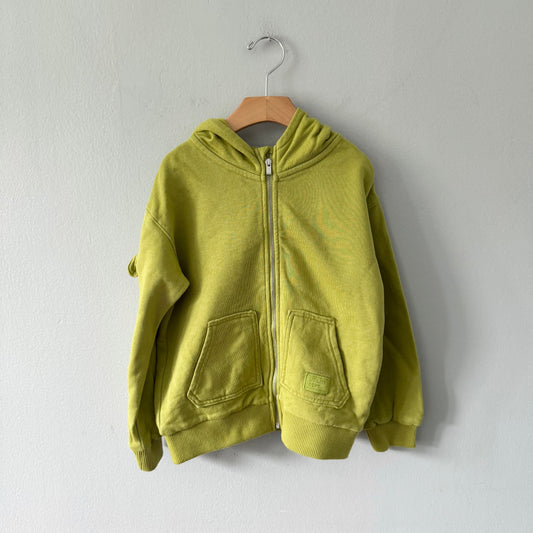 H&M / Yellow green zip up hoodie / 4-6Y