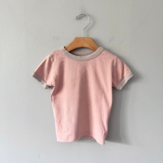 Mini mioche / Pink x beige T-shirt / 1-2Y