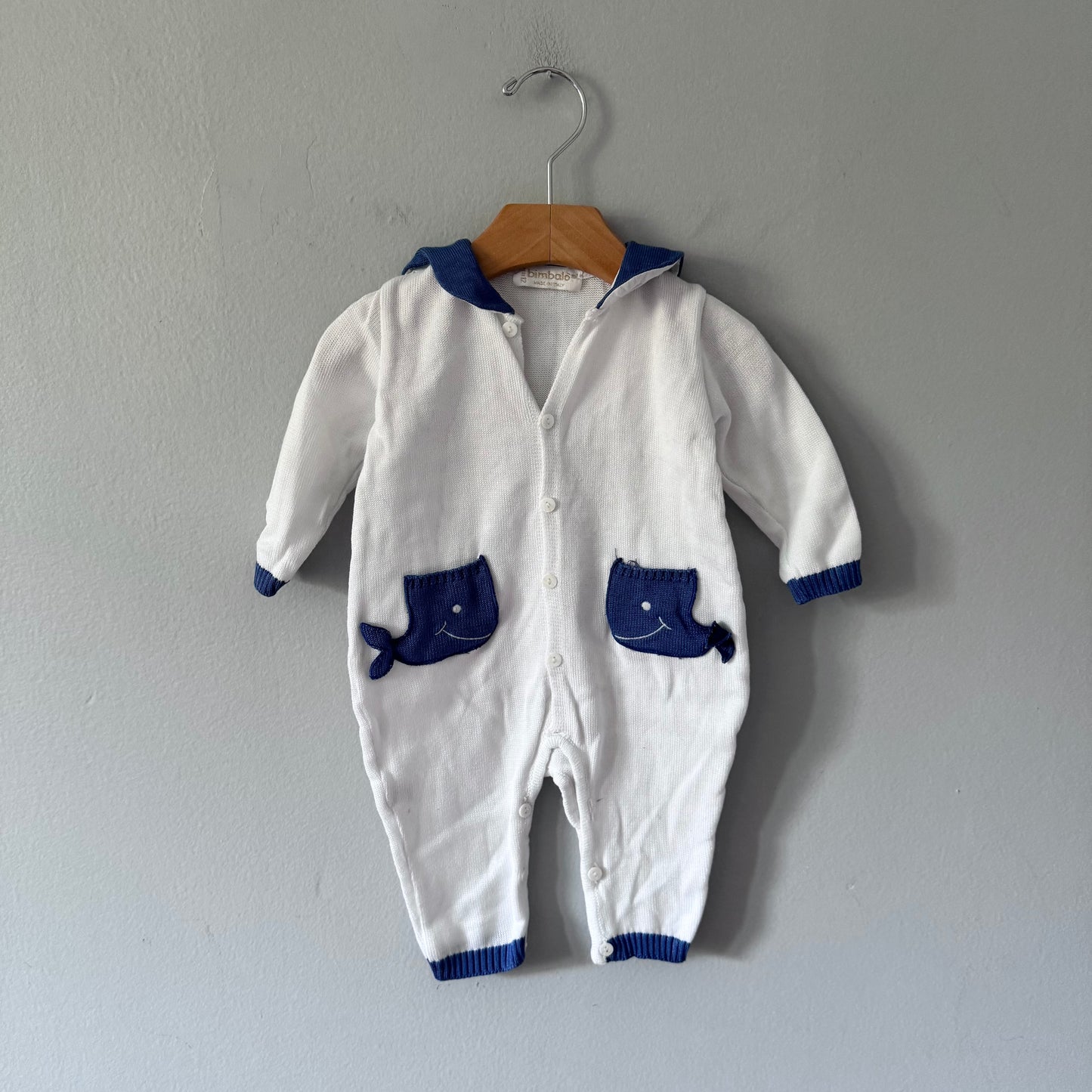 Bimbalo / White knit romper / 12M
