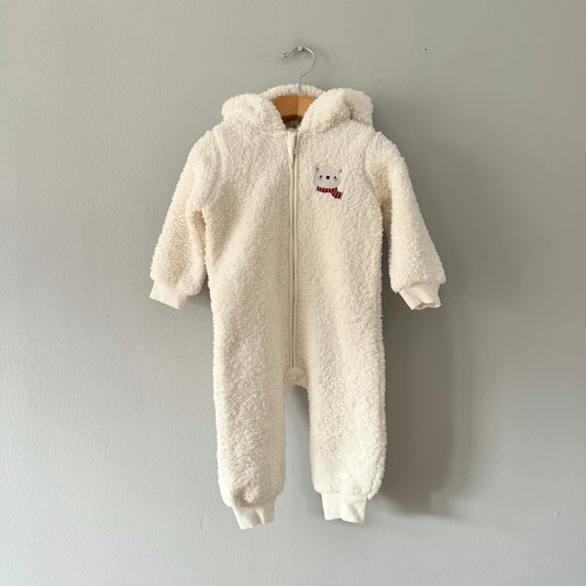 Petit lem / White sherpa romper / 12M