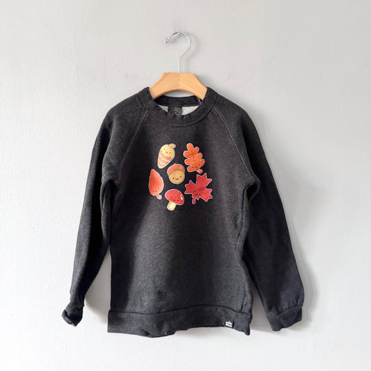 Whistle & Flute / Dark grey x autumn leaves sweatshirt / 11-12Y